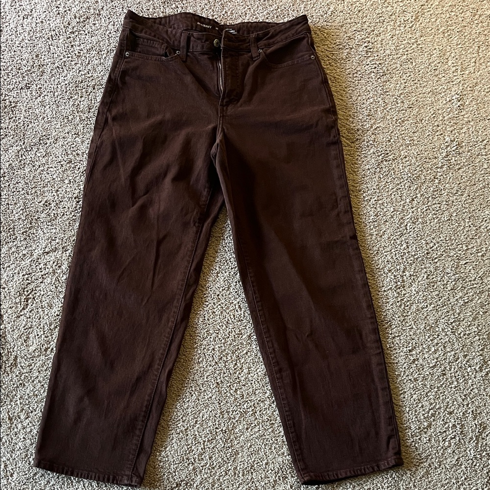 Old Navy High-Rise O.G. Loose Pants in Dark Brown